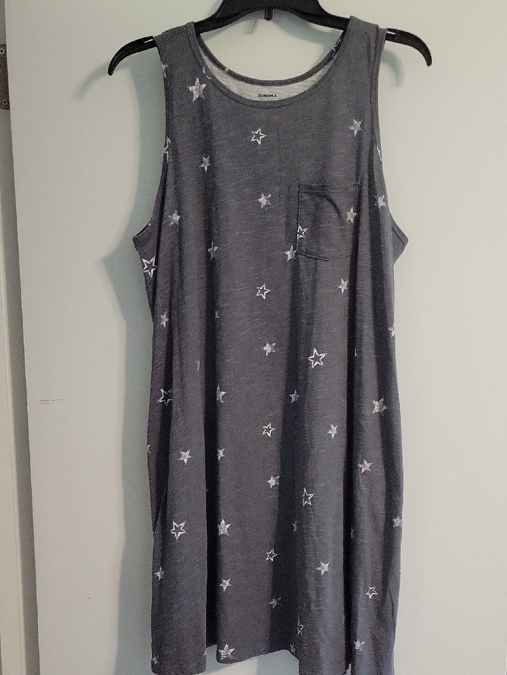 Sonoma Charcoal Gray Sleeveless Star Print Mini Dress